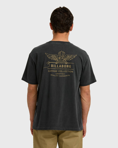 Billabong Men's Wingspan Garage Regular Short Sleeve T-Shirt - Washed Black