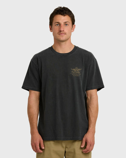 Billabong Men's Wingspan Garage Regular Short Sleeve T-Shirt - Washed Black