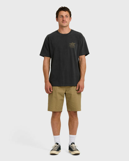 Billabong Men's Wingspan Garage Regular Short Sleeve T-Shirt - Washed Black