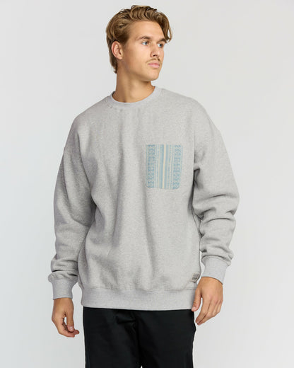 Billabong Men's Austin Garage Crew Sweatshirt - Lt Grey Htr