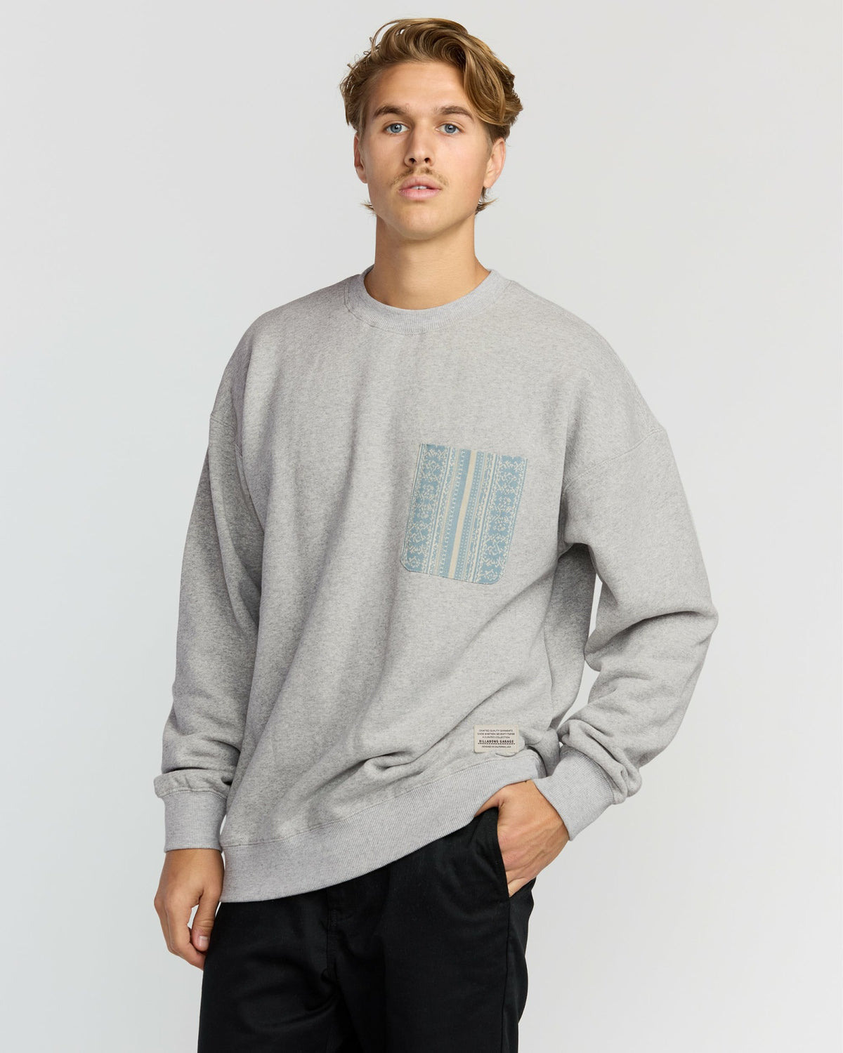 Billabong Men's Austin Garage Crew Sweatshirt - Lt Grey Htr