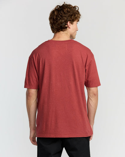 Billabong Men's The Label Garage Regular Short Sleeve T-Shirt - Burnt Red