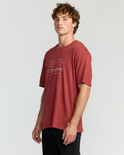 Billabong Men's The Label Garage Regular Short Sleeve T-Shirt - Burnt Red