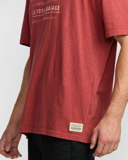 Billabong Men's The Label Garage Regular Short Sleeve T-Shirt - Burnt Red