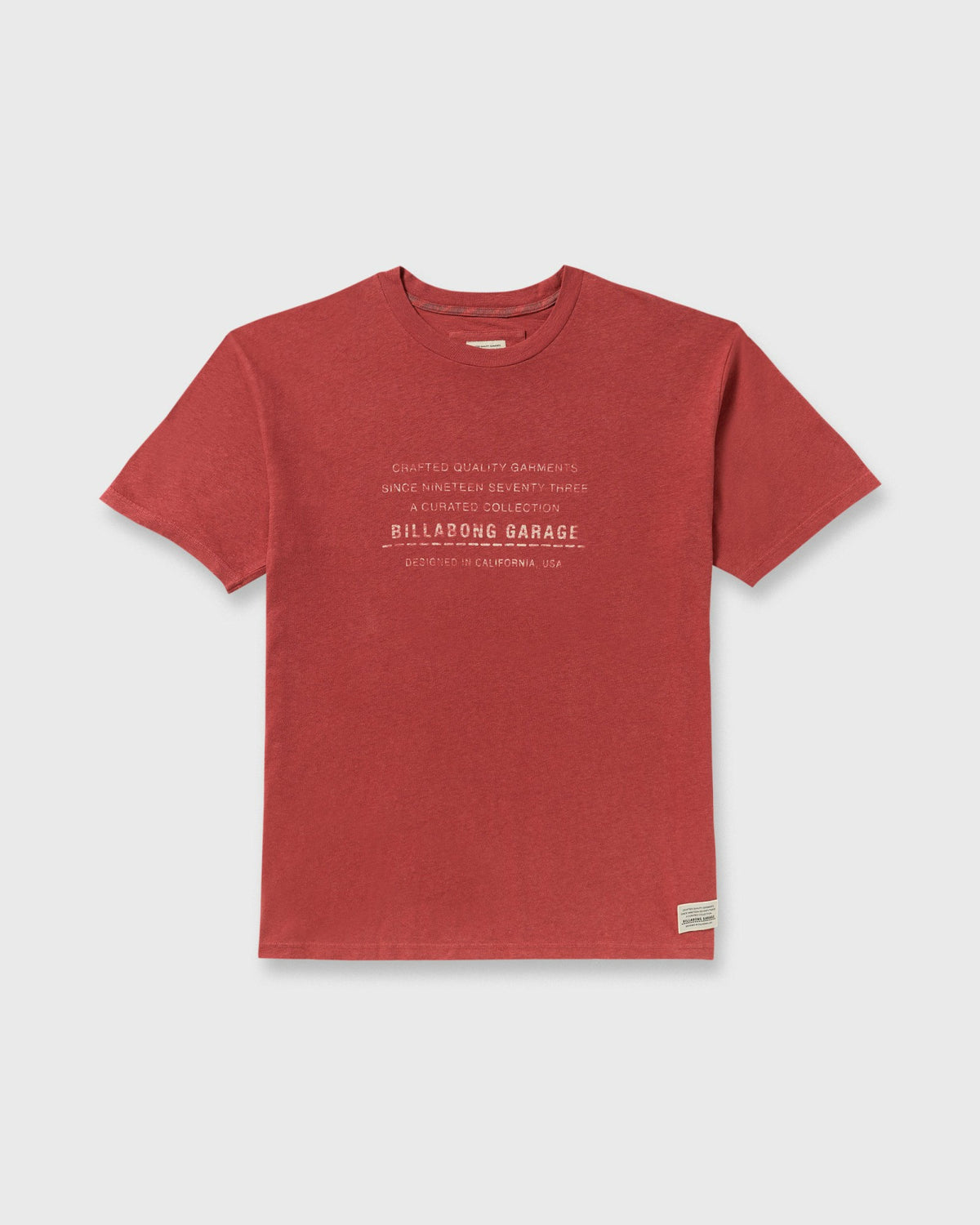 Billabong Men's The Label Garage Regular Short Sleeve T-Shirt - Burnt Red