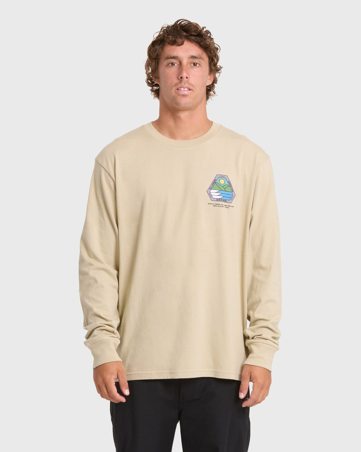 Billabong Men's Rockies Adventure Division Premium Long Sleeve Knit T-Shirt - Sand Khaki