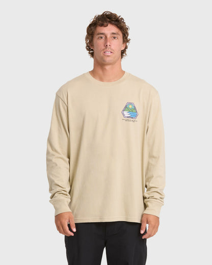 Billabong Men's Rockies Adventure Division Premium Long Sleeve Knit T-Shirt - Sand Khaki