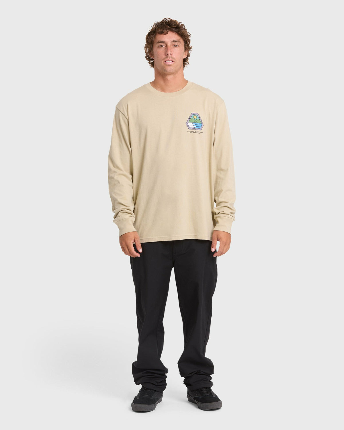 Billabong Men's Rockies Adventure Division Premium Long Sleeve Knit T-Shirt - Sand Khaki