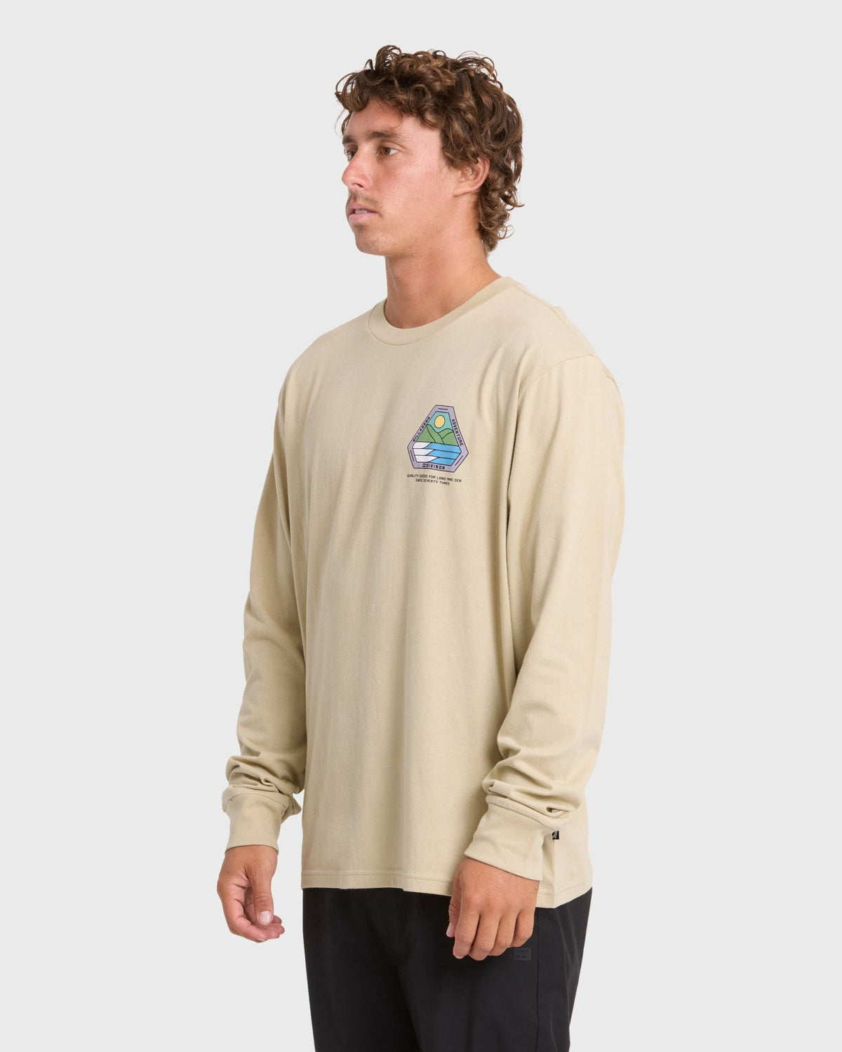 Billabong Men's Rockies Adventure Division Premium Long Sleeve Knit T-Shirt - Sand Khaki