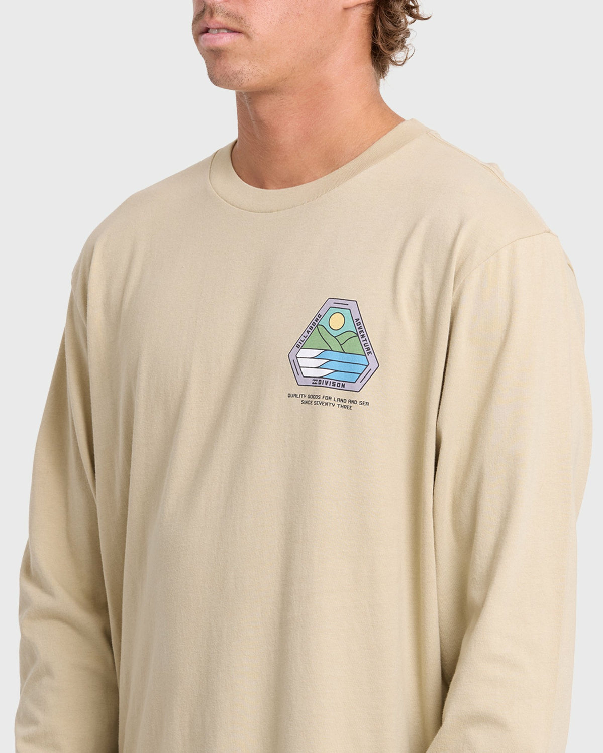 Billabong Men's Rockies Adventure Division Premium Long Sleeve Knit T-Shirt - Sand Khaki