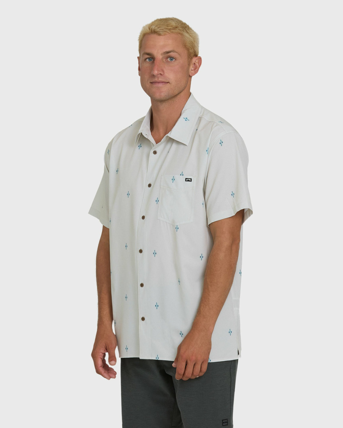 Billabong Men's A\/Div Surftrek Perforated Short Sleeve Woven Shirt - Oatmeal