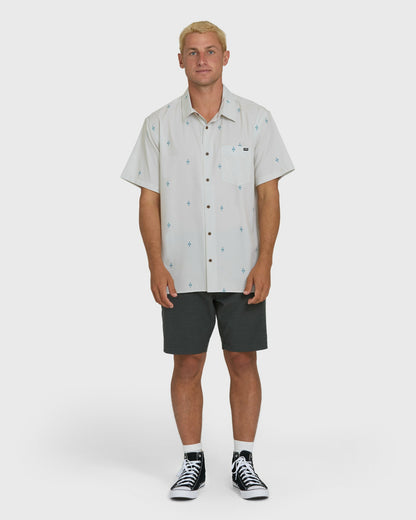 Billabong Men's A\/Div Surftrek Perforated Short Sleeve Woven Shirt - Oatmeal