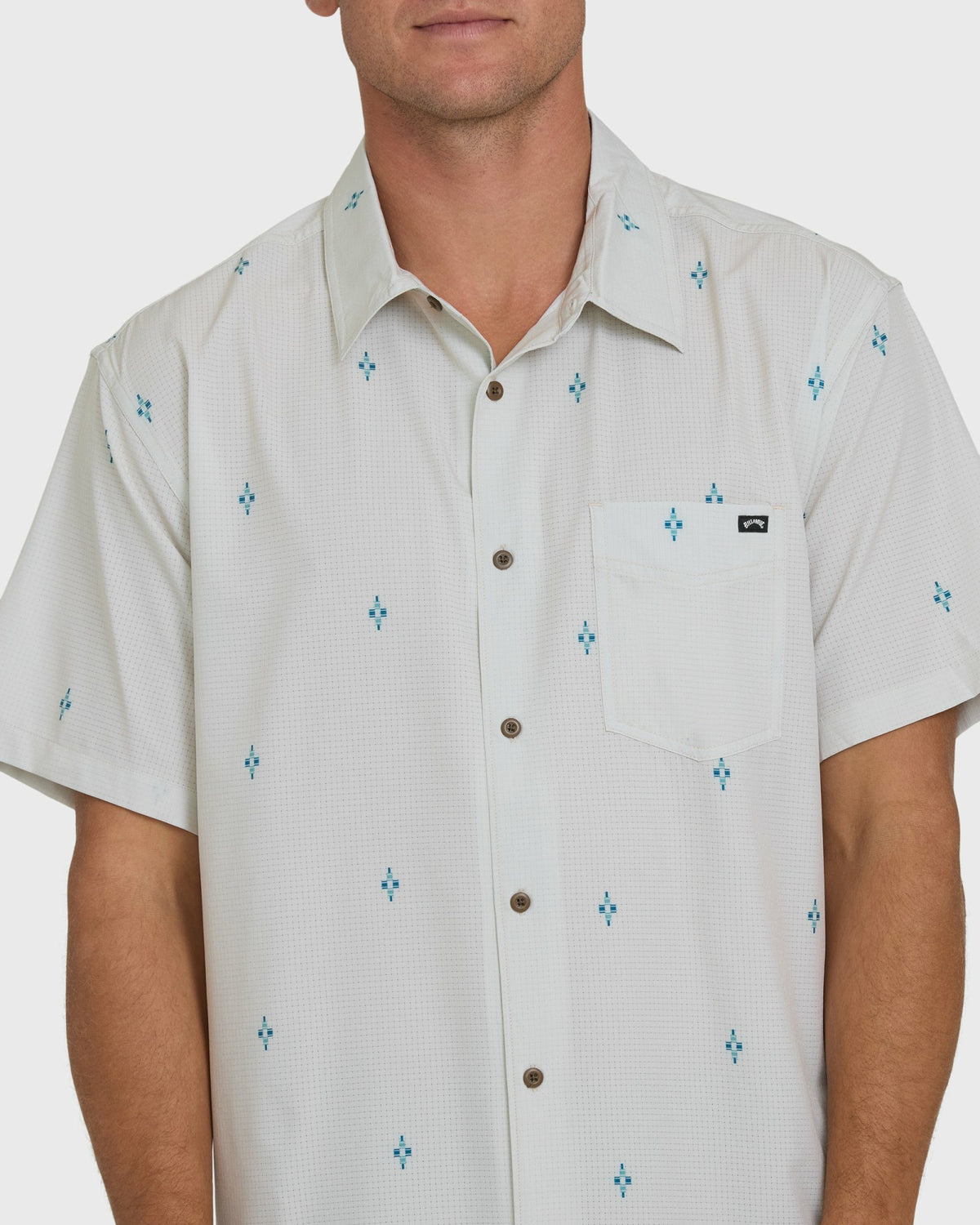 Billabong Men's A\/Div Surftrek Perforated Short Sleeve Woven Shirt - Oatmeal