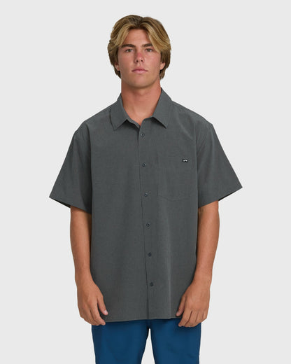 Billabong Men's A\/Div Surftrek Perforated Short Sleeve Woven Shirt - Carbon