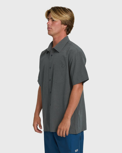 Billabong Men's A\/Div Surftrek Perforated Short Sleeve Woven Shirt - Carbon