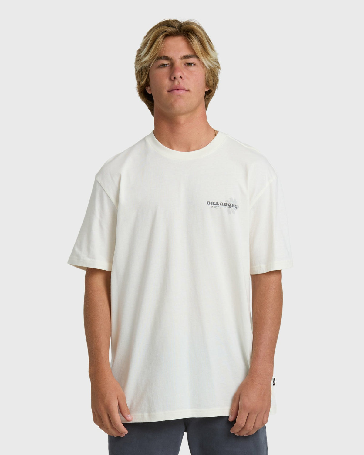 Billabong Men's Single Fin Premium Short Sleeve T-Shirt - Off White