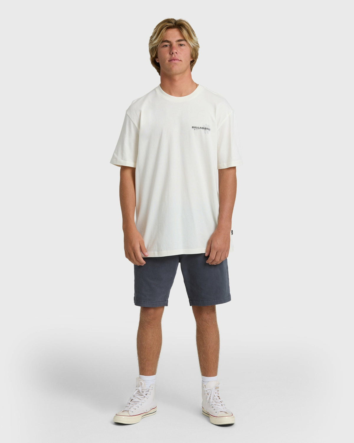 Billabong Men's Single Fin Premium Short Sleeve T-Shirt - Off White