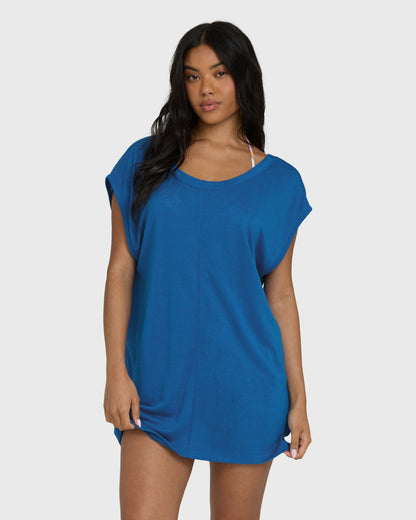Billabong Women's Hallow Wave Mini Short Sleeve Dress - True Blue