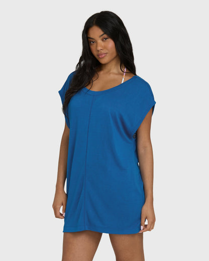 Billabong Women's Hallow Wave Mini Short Sleeve Dress - True Blue