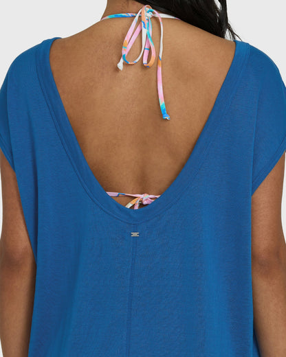 Billabong Women's Hallow Wave Mini Short Sleeve Dress - True Blue