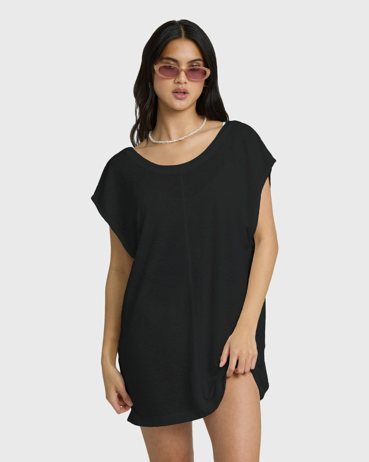 Billabong Women's Hallow Wave Mini Short Sleeve Dress - Black Sands