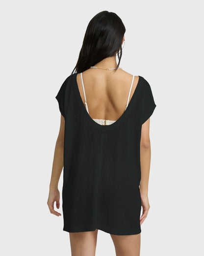 Billabong Women's Hallow Wave Mini Short Sleeve Dress - Black Sands
