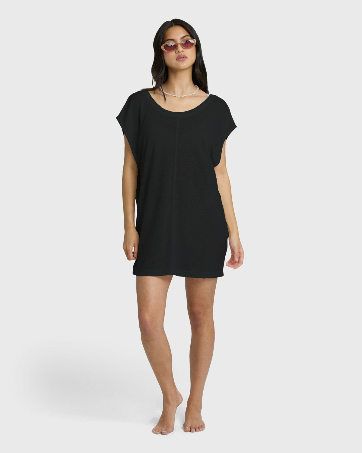 Billabong Women's Hallow Wave Mini Short Sleeve Dress - Black Sands
