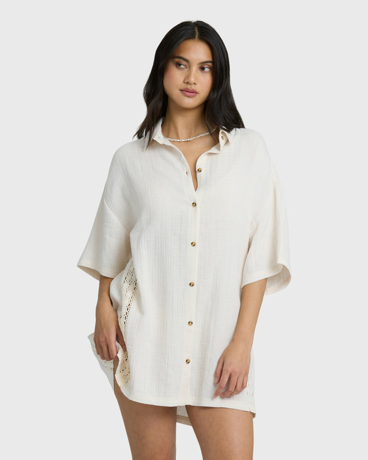 Billabong Women's Feelin Fine Shirt Dress - White Cap