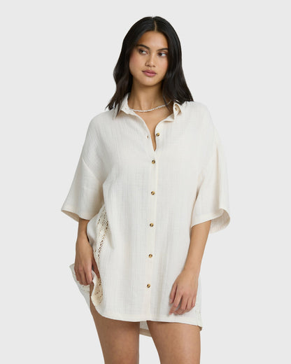 Billabong Women's Feelin Fine Shirt Dress - White Cap