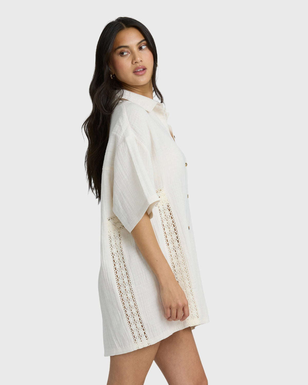 Billabong Women's Feelin Fine Shirt Dress - White Cap