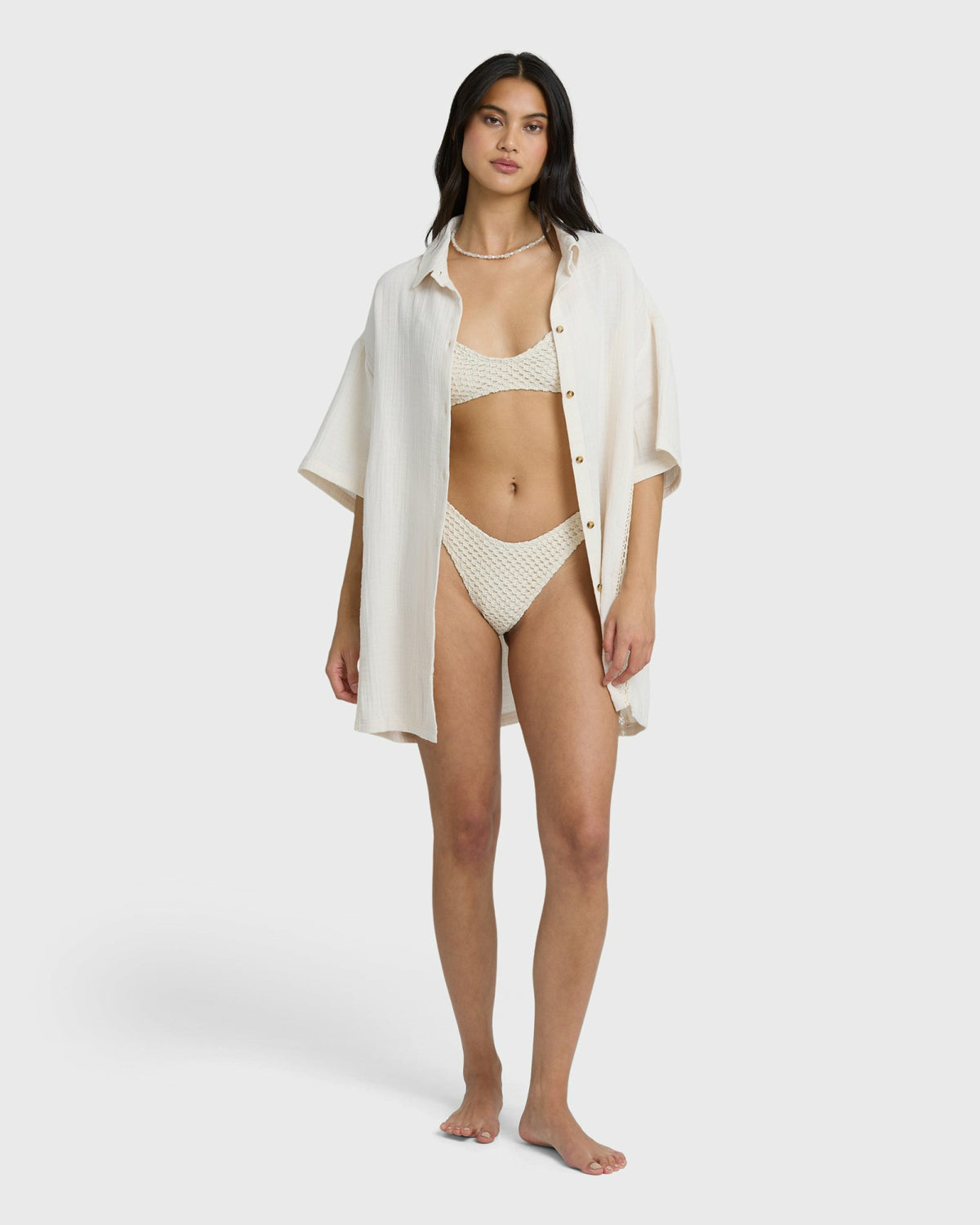 Billabong Women's Feelin Fine Shirt Dress - White Cap