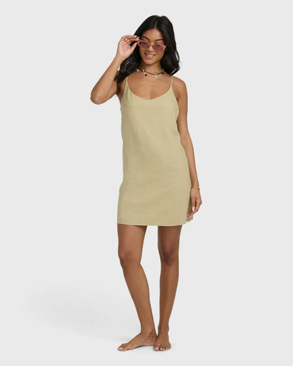 Billabong Women's Summer Love Mini Slip Dress - Green Ash