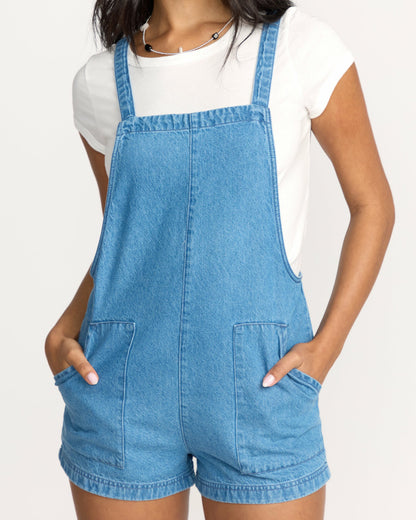 Billabong Women's Beach Crush Denim Overalls - Salt Washed
