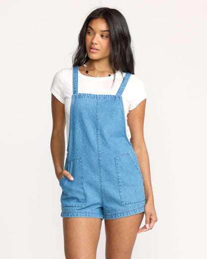 Billabong Women's Beach Crush Denim Overalls - Salt Washed