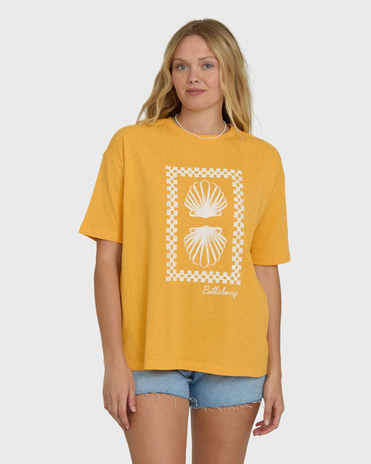 Billabong Women's Balance of Waves Short Sleeve Knit T-Shirt - Sun Kissed