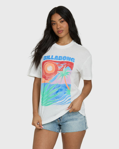 Billabong Women's Highs And Lows Short Sleeve Knit T-Shirt - Salt Crystal