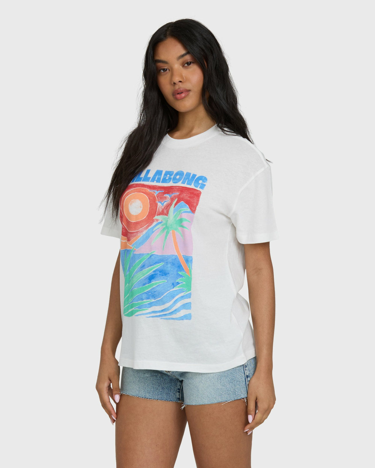 Billabong Women's Highs And Lows Short Sleeve Knit T-Shirt - Salt Crystal