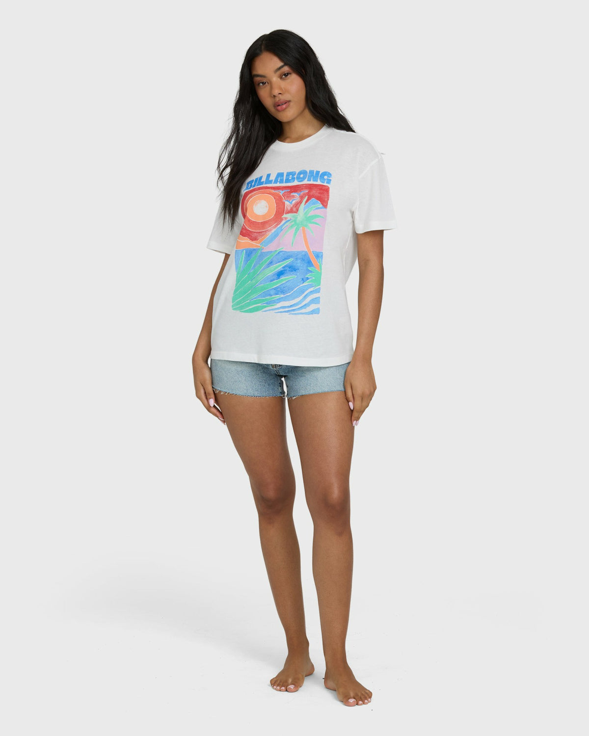 Billabong Women's Highs And Lows Short Sleeve Knit T-Shirt - Salt Crystal