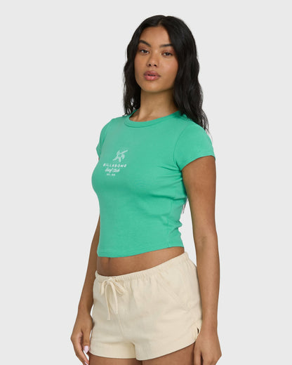 Billabong Women's Summer Icons Short Sleeve Knit T-Shirt - Green Tropics