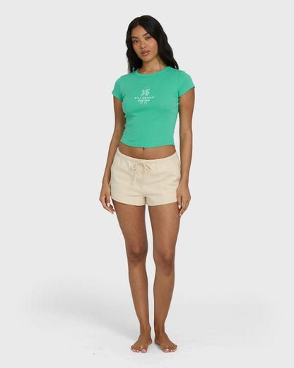 Billabong Women's Summer Icons Short Sleeve Knit T-Shirt - Green Tropics