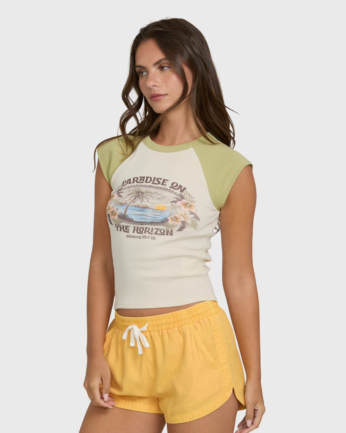 Billabong Women's Horizon Raglan Short Sleeve Knit T-Shirt - Cactus