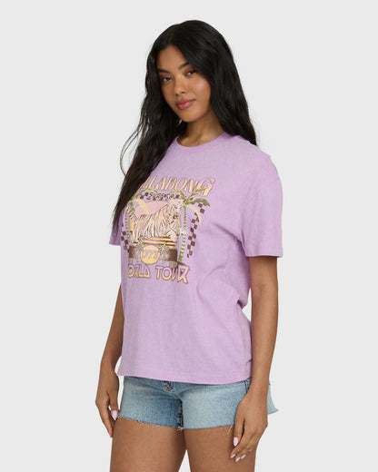 Billabong Women's Reach High Short Sleeve Knit Graphic T-Shirt - Vintage Violet