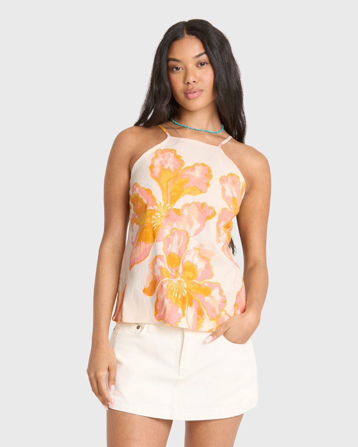 Billabong Women's Floral Trippin Tank Top - Salt Crystal