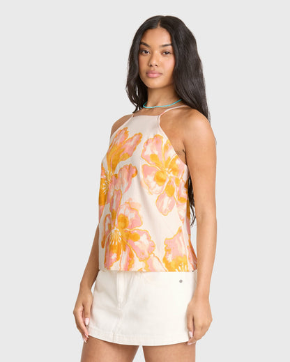 Billabong Women's Floral Trippin Tank Top - Salt Crystal