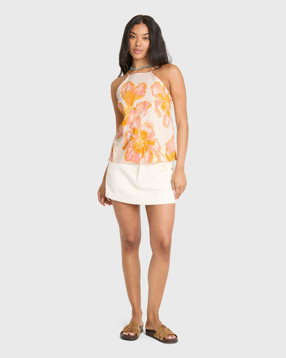 Billabong Women's Floral Trippin Tank Top - Salt Crystal