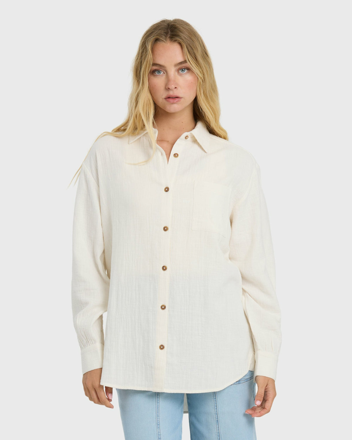 Billabong Women's Wanderer Long Sleeve Woven Top - Salt Crystal
