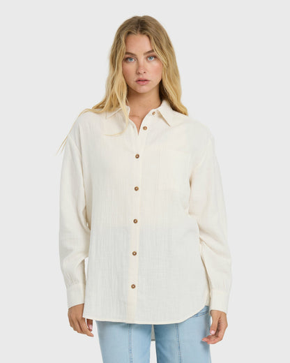 Billabong Women's Wanderer Long Sleeve Woven Top - Salt Crystal