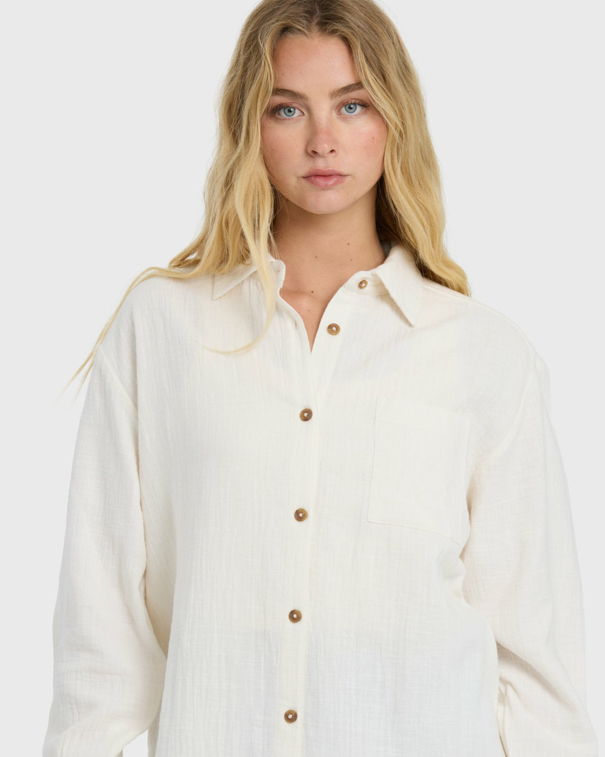Billabong Women's Wanderer Long Sleeve Woven Top - Salt Crystal