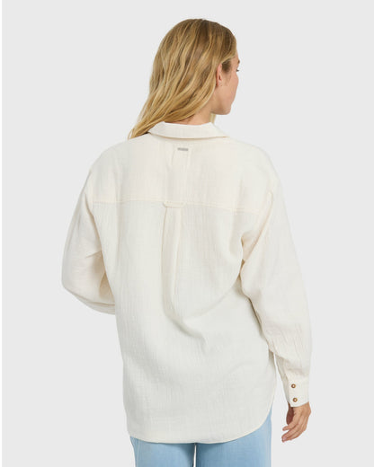 Billabong Women's Wanderer Long Sleeve Woven Top - Salt Crystal