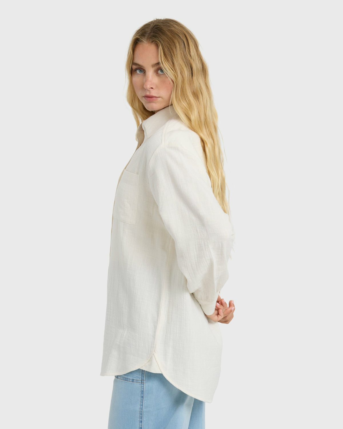 Billabong Women's Wanderer Long Sleeve Woven Top - Salt Crystal